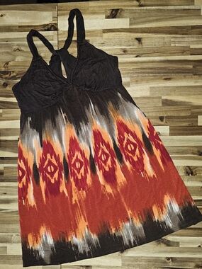 Brown & Red Midi Tank Dress